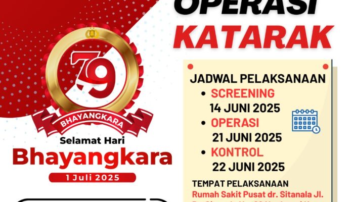 Hari Bhayangkara ke-79 Tahun 2025, Polres Metro Tangerang Kota Gelar Operasi Katarak Gratis, Simak Disini