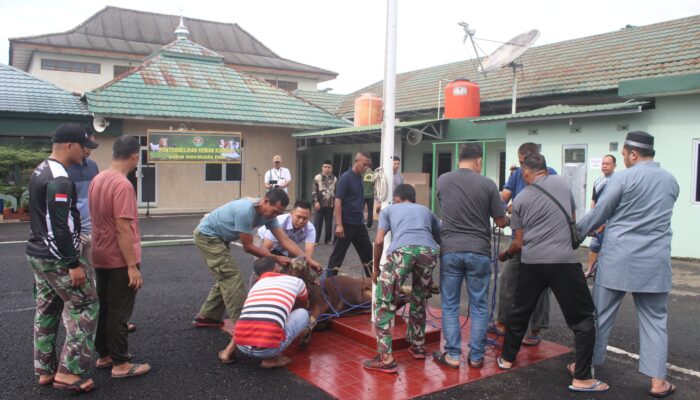 Momen Hari Raya Idul Adha” Wujudkan Rasa Syukur, Kodim 0404/Muara Enim Laksanakan Penyembelihan Hewan Qurban