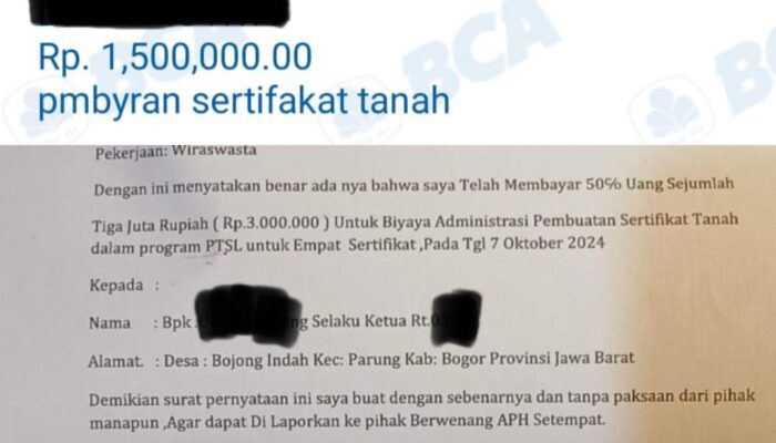 Meresahkan Program PTSL Menjadi Ajang Pungli di Desa Bojong Indah Kecamatan Parung