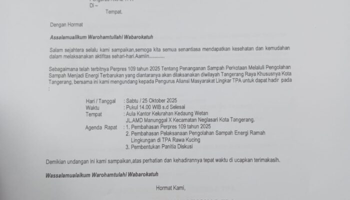 AMAL TPA Gelar Rapat Bahas Implementasi Perpres 109 Tahun 2025, Dorong Pengelolaan Sampah Jadi Energi Terbarukan di Kota Tangerang