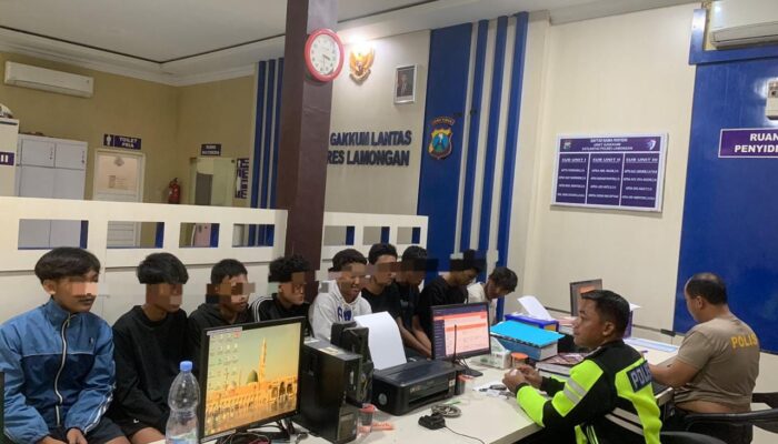 Operasi Zebra Semeru Polres Lamongan Amankan 9 Remaja dan 3 Motor Balap Liar