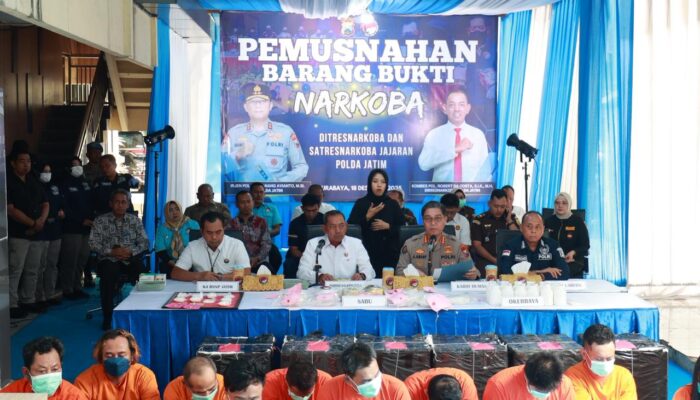 Jelang Nataru Polda Jatim Kembali Musnahkan Barang Bukti 9,3kg Sabu