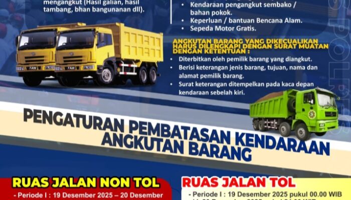 Pemerintah Batasi Truk Barang Selama Libur Natal 2025 dan Tahun Baru 2026