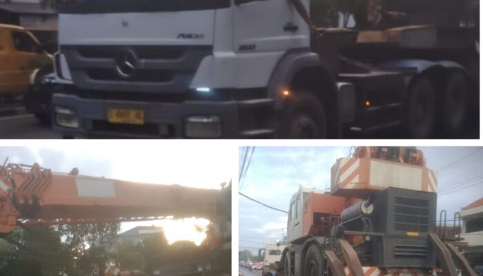 Truk Bermuatan Alat Berat Terobos Jam Larangan, Melintas Tanpa Pengawalan di Tengah Macet Jam Pulang Kerja