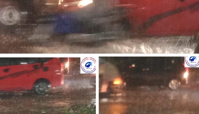 Hujan Deras Disertai Angin Kencang dan Petir Landa Surabaya