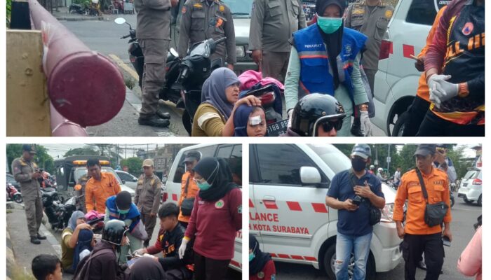 Terobos Lampu Merah, Dua Motor Adu Banteng di Simpang Empat Jl. Kedung Cowek Surabaya