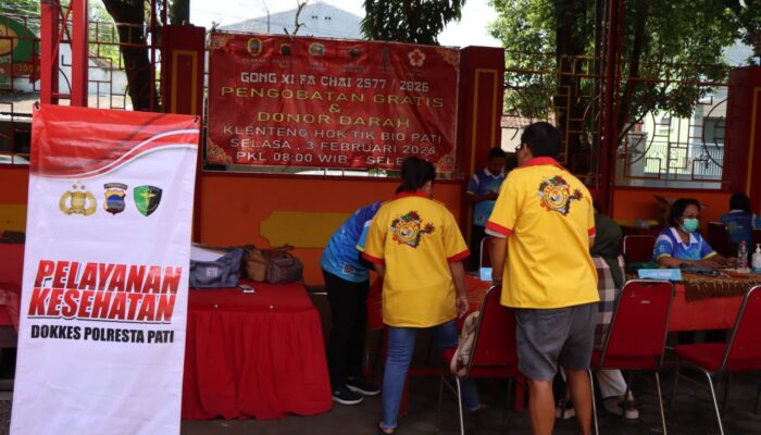 Layani 58 Warga di Klenteng Hok Tik Bio, Sidokkes Polresta Pati Buka Klinik Gratis Saat Imlek