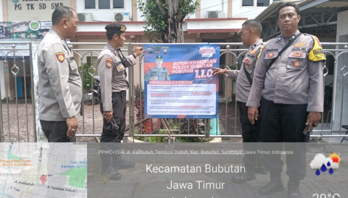 Polsek Bubutan Pasang 10 Spanduk Kamtibmas, Sasar Titik Rawan Kejahatan