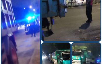 Patroli Polsek Tambaksari Beri Himbauan Sopir Dump Truk yang Parkir di Badan Jalan Raya Kenjeran 265