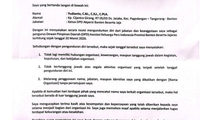 Panas! DPP Klaim Bekukan AKPERSI Banten, Yudianto: Kami Sudah Mundur, Jangan Putarbalikkan Fakta