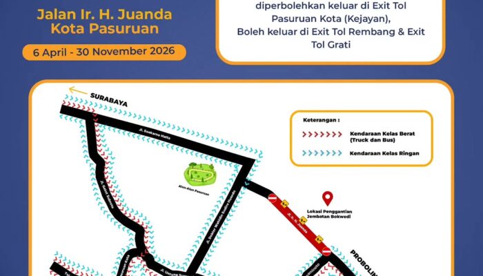 Polres Pasuruan Kota Siapkan Jalur Alternatif Dampak Pembongkaran Jembatan Bok Wedi