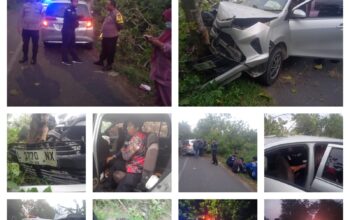 Diduga Sopir Mengantuk Rombongan PT Darma Lautan Mengalami Kecelakaan Tunggal di Jalan Raya Jukong Bangkalan 