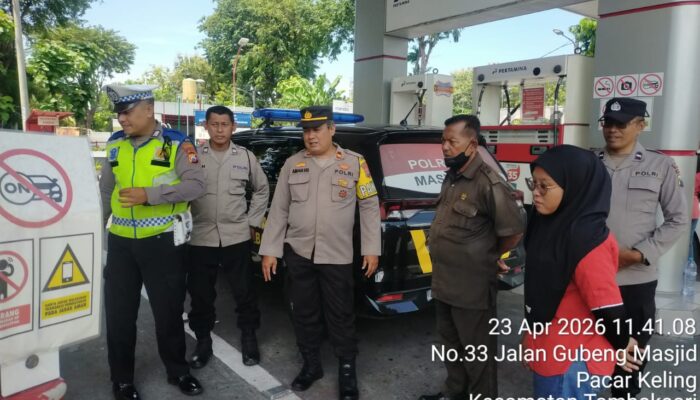 Polsek Tambaksari Melaksanakan Giat Patroli SPBU Indrakila, Pastikan Stok BBM Aman dan Situasi Kondusif