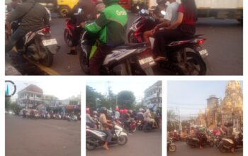 Kemacetan Parah di Simpang Empat Jalan Kedung Cowek, Tanpa Pengawasan Lalu Lintas