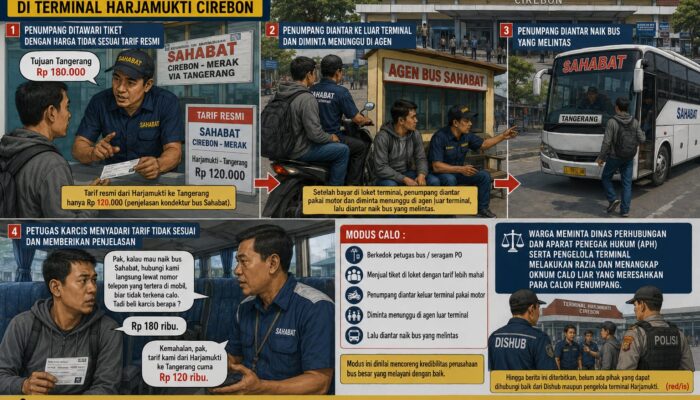 Calo Berkedok Petugas Bus di Terminal Harjamukti Cirebon, Penumpang Dibayari Rp 180 Ribu untuk Rute yang Seharusnya Rp 120 Ribu.