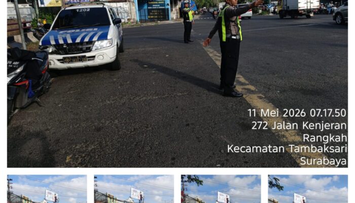 Polsek Tambaksari Siaga Pagi, IPTU Hari Karyono Pimpin Pengaturan Lalin dan Antisipasi 3C di Kedung Cowek Surabaya