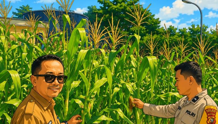 Polsek Rimba Melintang Peduli Ketahanan Pangan, Lakukan Pengecekan Tanaman Jagung di Kepenghuluan Karya Mukti