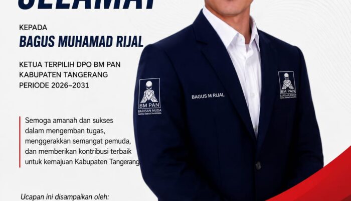 Ucapan Selamat Mengalir untuk Bagus Muhamad Rijal, Ketua Terpilih BM PAN Kabupaten Tangerang