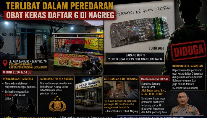 Diduga Oknum Tentara Terlibat dalam Peredaran Obat Keras Daftar G di Nagreg