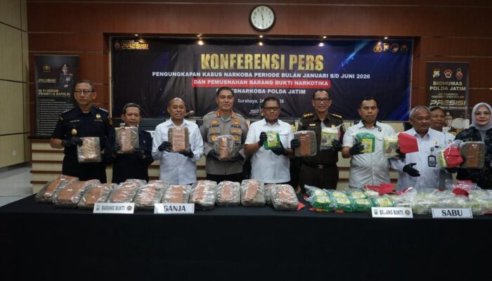 Polda Jatim Ungkap 3.157 Kasus Narkoba Semester I Tahun 2026, Selamatkan 2,79 Juta Jiwa dari Bahaya Narkotika