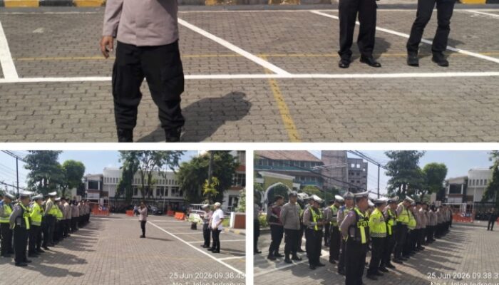 Wakapolsek Bubutan AKP WIDODO SE. Pimpin Gelar Apel Pengamanan Aksi Unjuk Rasa KSP Kahutindo di DPRD Jatim