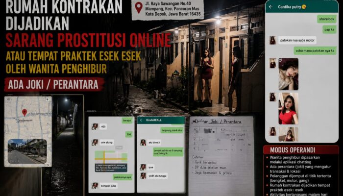 Tempat Prostitusi Online Hanya Berjarak Beberapa Meter Dari Polsek Pancoran Mas, Diduga APH Setempat Tutup Mata