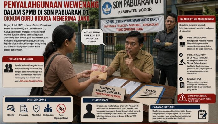 Diduga Ada Penyalahgunaan Wewenang dalam SPMB di SDN Pabuaran 01, Oknum Guru Diduga Menerima Uang
