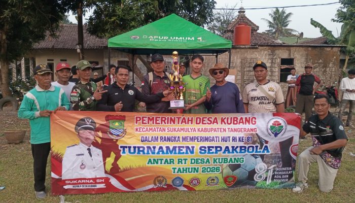 Kasi Kesejahteraan Juara Turnamen Sepak Bola Antar RT Desa Kubang, Drama Adu Penalti Warnai Grand Final HUT RI ke-81