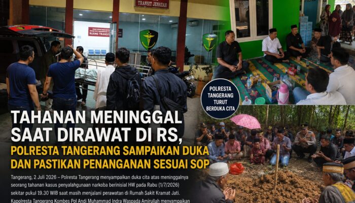 Tahanan Meninggal Saat Dirawat di RS, Polresta Tangerang Sampaikan Duka dan Pastikan Penanganan Sesuai SOP