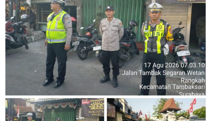 Polsek Tambaksari Amankan Upacara HUT RI ke-81 di Makam WR Soepratman Jl Kejeran Rangka Surabaya