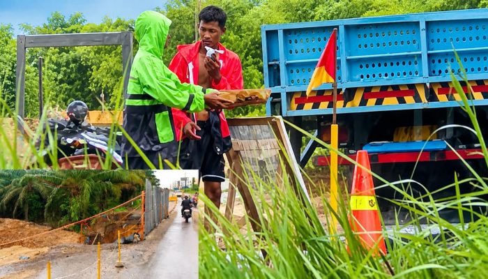 Dugaan Pungli di Jalan Lintas Sumatra Proyek Jembatan Desa Perbaungan, Pengendara Diminta Uang