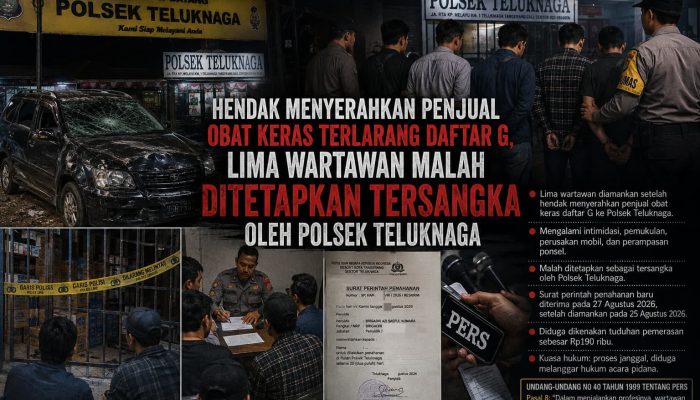 Hendak Menyerahkan Penjual Obat Keras Terlarang Daftar G, Lima Wartawan Malah Ditetapkan Tersangka oleh Polsek Teluknaga