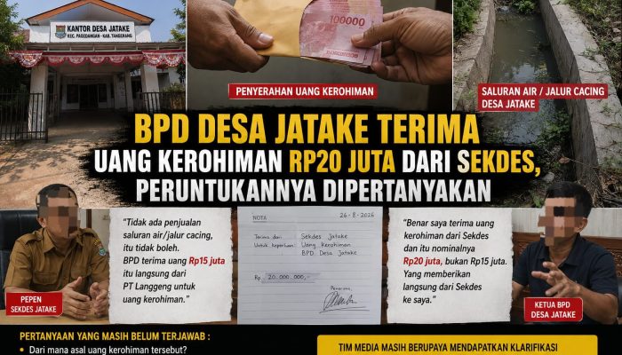 BPD Desa Jatake Terima Uang Kerohiman Rp20 Juta dari Sekdes, Peruntukannya Dipertanyakan