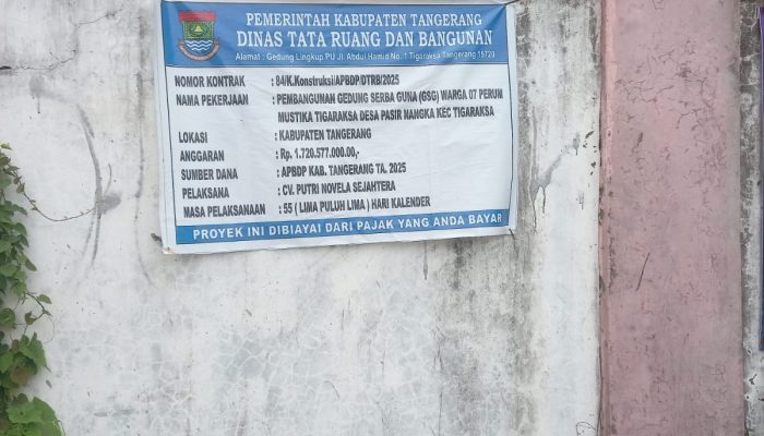 Ironi Pagu Rp 1.720.577.000.00 Miliar: GSG Mustika Tigaraksa Diduga Mangkrak, Pengawasan DTRB Kabupaten Tangerang Dipertanyakan