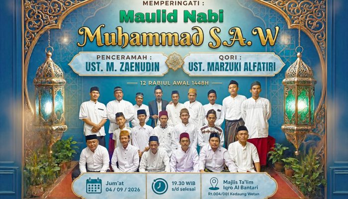Majelis Ta’lim Iqro Al Bantari Gelar Peringatan Maulid Nabi Muhammad SAW 1448 H