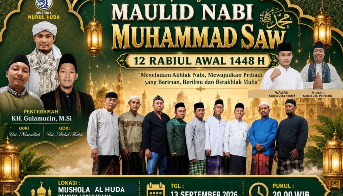 Semarak Maulid Nabi di Perbatasan Desa, Warga Renged dan Patrasana Kolaborasi Gelar Tausiyah dan Santunan