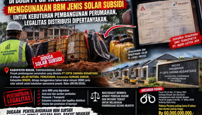 Diduga PT Cipta Sarana Nusantara Menggunakan BBM Jenis Solar Subsidi untuk Kebutuhan Pembangunan Perumahan, Legalitas Distribusi Dipertanyakan.