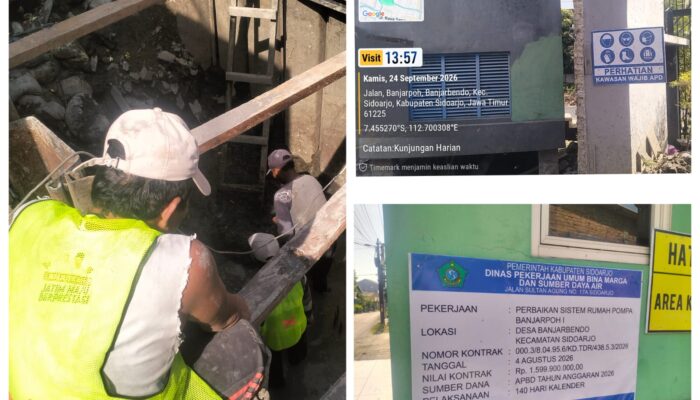 Proyek Miliaran Rupiah Perbaikan Rumah Pompa Banjarpoh I Sidoarjo Disorot, Pekerja Abaikan K3 Tanpa Pengawasan Mandor