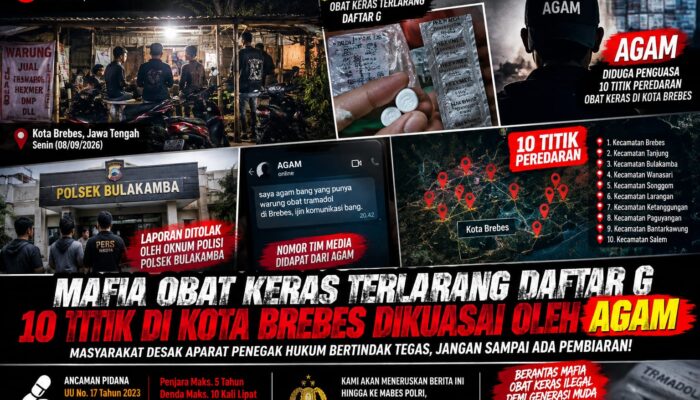 Mafia Obat Keras Terlarang Daftar G, 10 Titik Di Kota Brebes Dikuasai Oleh AGAM