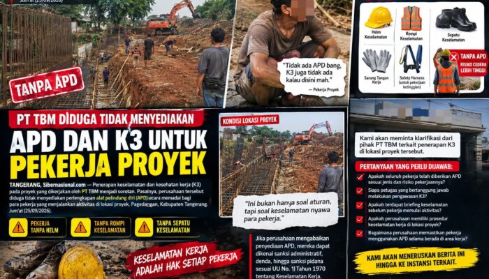 PT TBM Diduga Tidak Menyediakan APD dan K3 untuk Pekerja Proyek