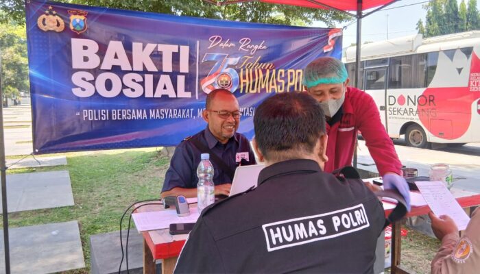 HUT Humas Polri ke-75, Polres Pasuruan Gelar Bakti Sosial Donor Darah di Bangil