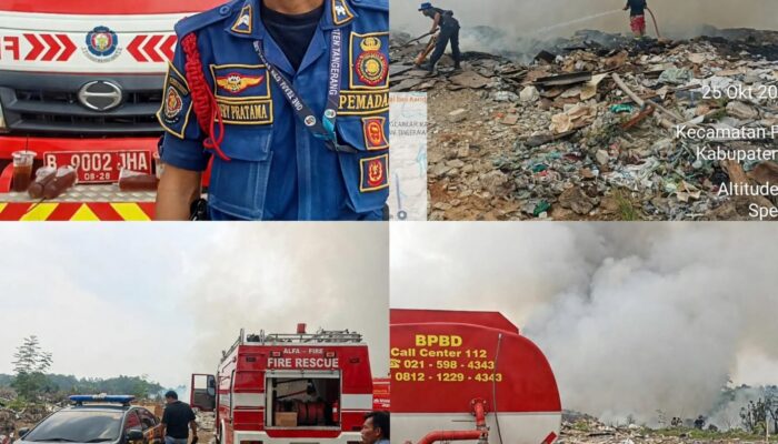 Kobaran Api Melahap Semua Lahan Tempat Pembuangan Sampah Ilegal Yang Sudah Di Segel Oleh Pemerintah